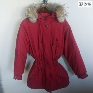 Vintage 90s Eddie Bauer Goose Down Parka w/ Removable Coyote Collar Size M